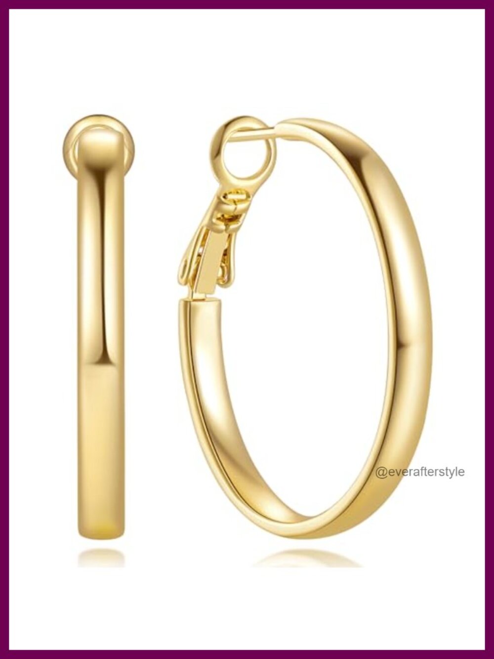 14K Gold Plated Chunky Hoop Earrings French Wire 20mm